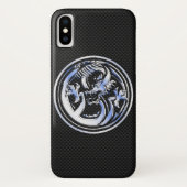 Chrome Dragon Crest zwarte koolstofvezel Afdrukken Case-Mate iPhone Case (Achterkant)