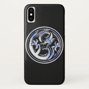 Chrome Dragon Crest zwarte koolstofvezel Afdrukken Case-Mate iPhone Case
