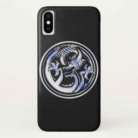 Chrome Dragon Crest zwarte koolstofvezel Afdrukken Case-Mate iPhone Case (Achterkant)