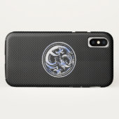 Chrome Dragon Crest zwarte koolstofvezel Afdrukken Case-Mate iPhone Case (Achterkant (horizontaal))