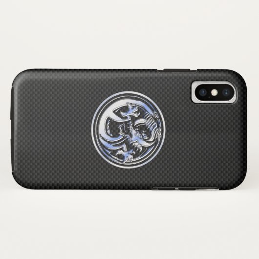 Chrome Dragon Crest zwarte koolstofvezel Afdrukken Case-Mate iPhone Case (Achterkant (horizontaal))