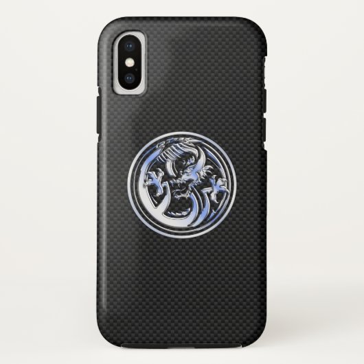Chrome Dragon Crest zwarte koolstofvezel Afdrukken Case-Mate iPhone Case (Achterkant)