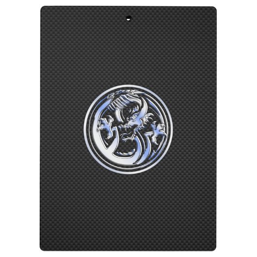 Chrome Dragon Crest zwarte koolstofvezel Afdrukken Klembord (Achterkant)