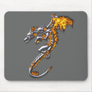 Chrome Dragon met Flames Muismat