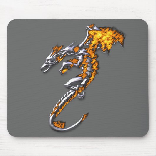 Chrome Dragon met Flames Muismat (Voorkant)