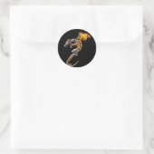 Chrome Dragon met vlammen Ronde Sticker (Tas)