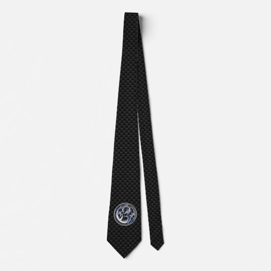 Chrome Draken Crest op Carbon Fiber Print Stropdas (Voorkant)