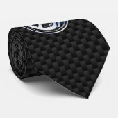 Chrome Draken Crest op Carbon Fiber Print Stropdas (Opgerold)