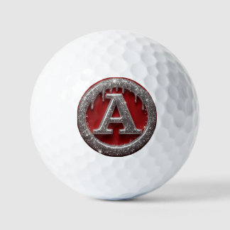 Chrome Drip Letter A Monogram Glitter Icoon Golfballen