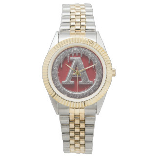 Chrome Drip Letter A Monogram Glitter Icoon Horloge