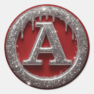 Chrome Drip Letter A Monogram Glitter Pictogram Ronde Sticker