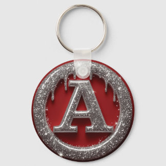 Chrome Drip Letter A Monogram Glitter Pictogram Sleutelhanger
