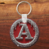 Chrome Drip Letter A Monogram Glitter Pictogram Sleutelhanger (Voorkant)