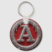 Chrome Drip Letter A Monogram Glitter Pictogram Sleutelhanger (Achterkant)