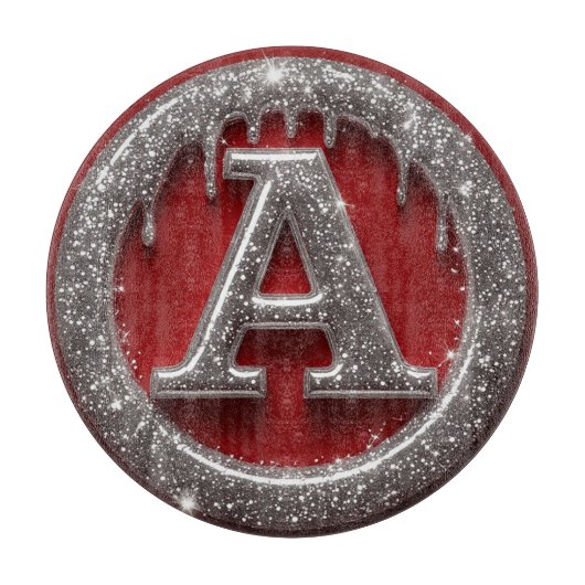Chrome Drip Letter A Monogram Glitter Pictogram Snijplank (Voorkant)