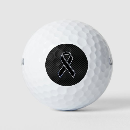 Chrome en Carbon Style Black Ribbon Bewustzijn Golfballen (Voorkant)