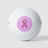 Chrome en Glitter Style Pink Ribbon Awareness Golfballen (Voorkant)
