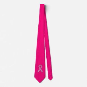 Chrome en Glitter Style Pink Ribbon Awareness Stropdas