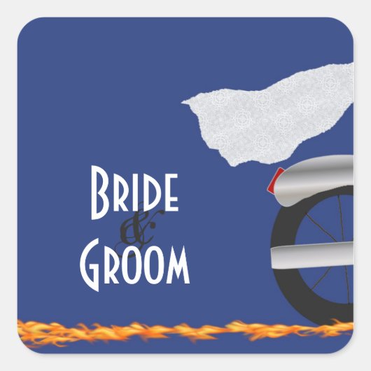 Chrome en Kant Biker Bruiloft Stickers (Voorkant)