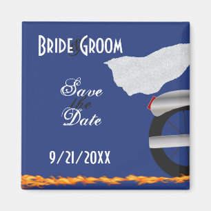 Chrome en Lace Biker Save the Date Magnet