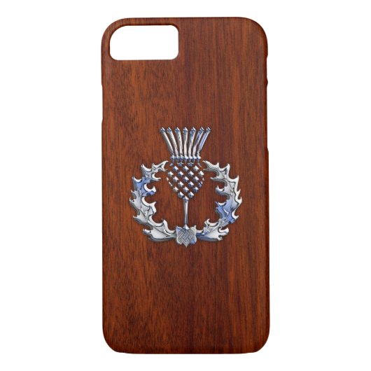 Chrome en Mahogany Wood Styles Scottish Thistle Case-Mate iPhone Case (Achterkant)