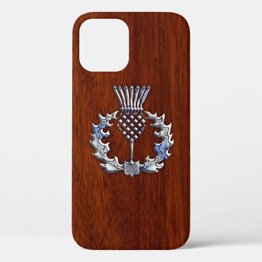 Chrome en Mahogany Wood Styles Scottish Thistle Case-Mate iPhone Case (Achterkant)