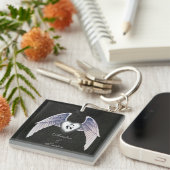 Chrome & Faux Leather Gevleugeld Hart Sleutelhange Sleutelhanger (Voorkant Rechts)