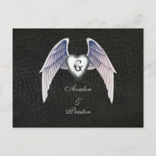 Chrome & Faux Leather Heart Save The Date Briefkaa Aankondigingskaart