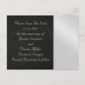 Chrome & Faux Leather Heart Save The Date Briefkaa Aankondigingskaart (Achterkant)