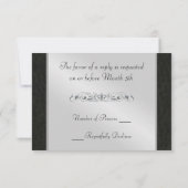 Chrome & Faux Leather Winged Heart RSVP Uitnodigin (Achterkant)