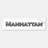 Chrome Finish Manhattan NY Text Logo Bumpersticker (Voorkant)