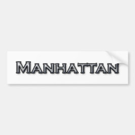 Chrome Finish Manhattan NY Text Logo Bumpersticker