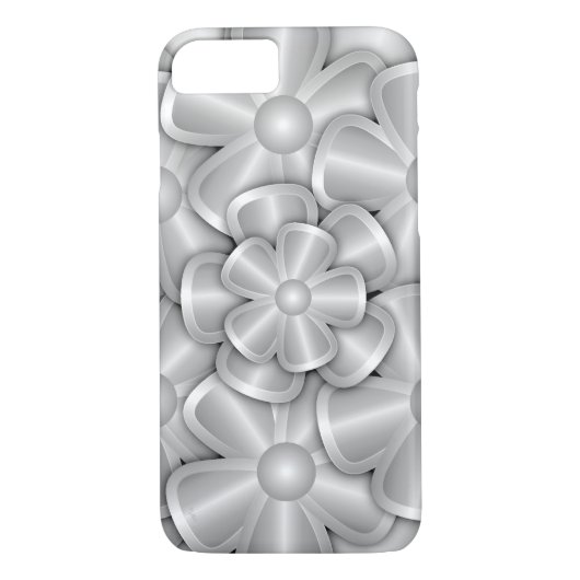 Chrome Flowers - Silver Hoesje-Mate iPhone Case (Achterkant)