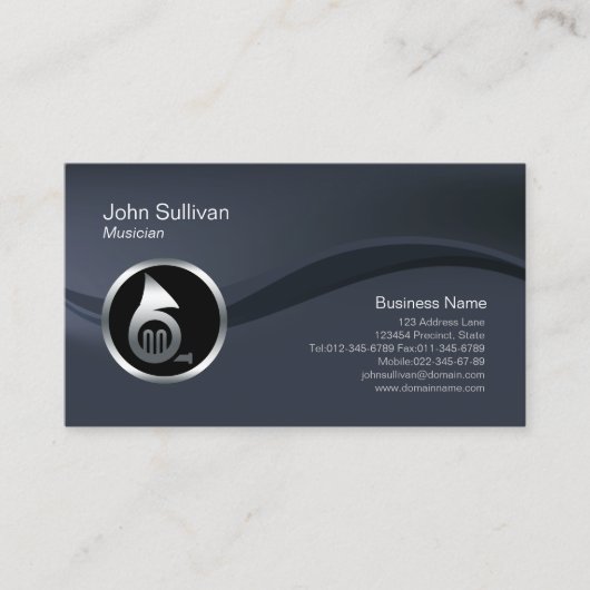 Chrome French Horn Icon Musician Business Card Visitekaartje (Voorkant)