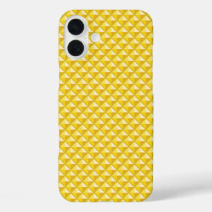 Chrome geel, enamel look, bestudeerd raster iPhone 16 plus hoesje
