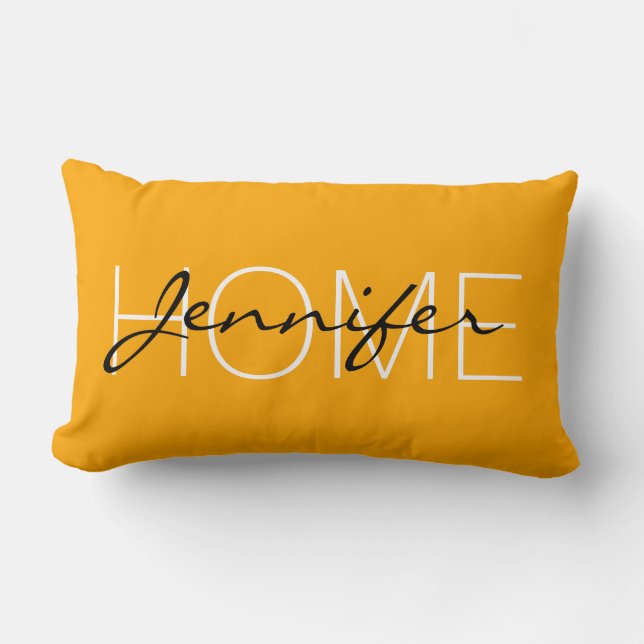 Chrome gele homonogram kussen (Voorkant)