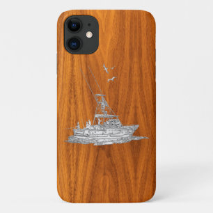 Chrome Gevist Boot op Teak Wood Grain Decor iPhone 11 Hoesje