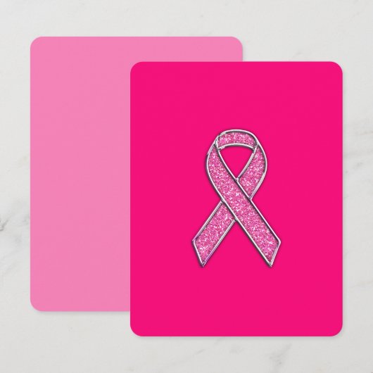 Chrome Glitter Style Pink Ribbon Awareness (Voorkant / Achterkant)