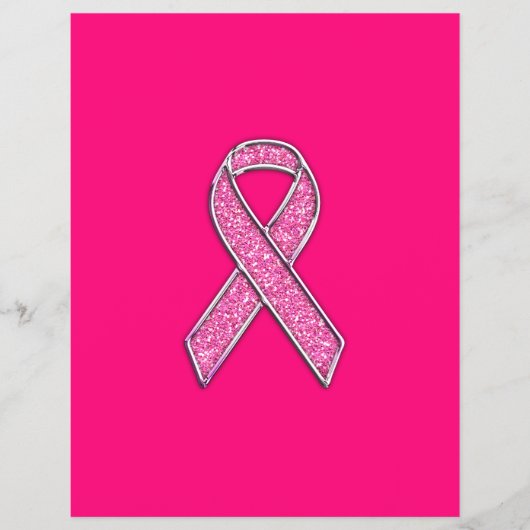 Chrome Glitter Style Pink Ribbon Awareness Flyer (Voorkant)