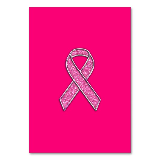 Chrome Glitter Style Pink Ribbon Awareness Kaart (Voorkant)