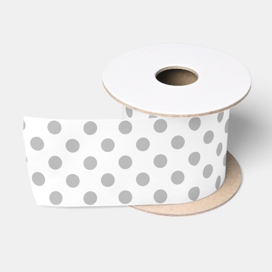 Chrome Gray Polka Dots Circles Satijnen Lint (Spoel)