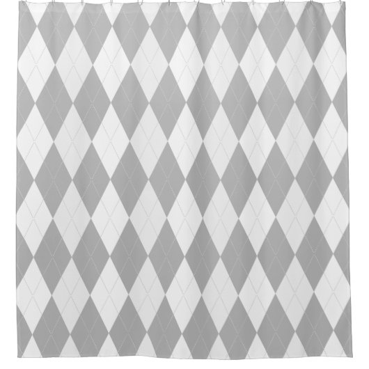 Chrome Grey Argyle lichtgrijs Small Diamond Shape Douchegordijn (Voorkant)