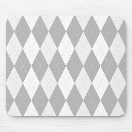 Chrome Grey Argyle lichtgrijs Small Diamond Shape Muismat (Voorkant)