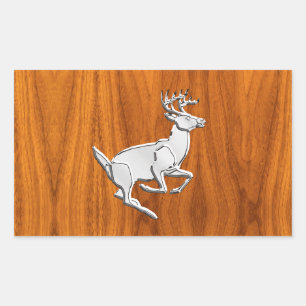 Chrome Herten Als Hardloopende Ree op Fijne Teak P Rechthoekige Sticker
