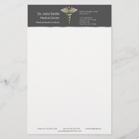 Chrome Holografisch 3D Medisch Caduceus Briefpapier (Voorkant)