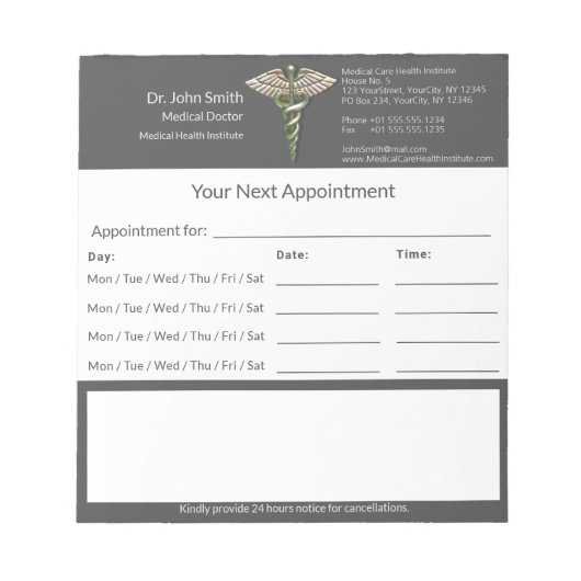 Chrome holografische 3D Caduceus medische afspraak Notitieblok (Voorkant)