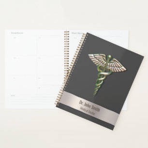 Chrome Holographic 3D Caduceus Medical Planner
