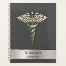 Chrome Holographic 3D Caduceus Medical Planner