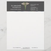 Chrome Holographic 3D Medical Caduceus Briefhoofd (Voorkant)