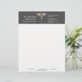 Chrome Holographic 3D Medical Caduceus Briefhoofd (Staand voorkant)